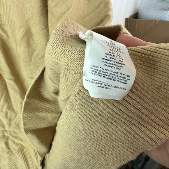 Michael Kors Tan Cowl Neck Fringe Sweater‎ Size XL - Picture 6 of 8